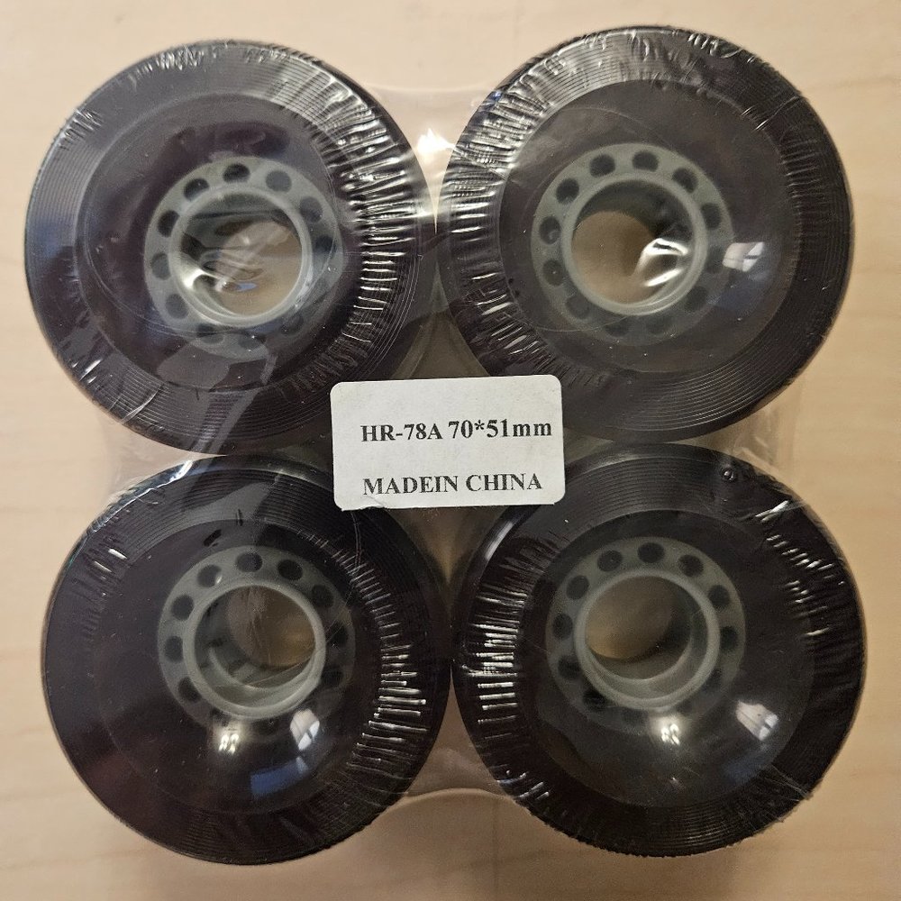 Long Boarding Cruiser Wheels Transparent Black Brand New HR-78A 70*51mm Set of 4